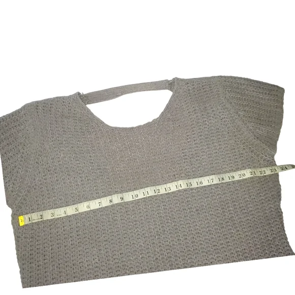 🔥POL Grey High Low Open Knit Open Back Chenille‎ Lagenlook Slouchy Sweater SZ M - Picture 9 of 12